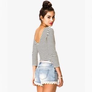 Forever 21 Scoop Back Striped Top Large